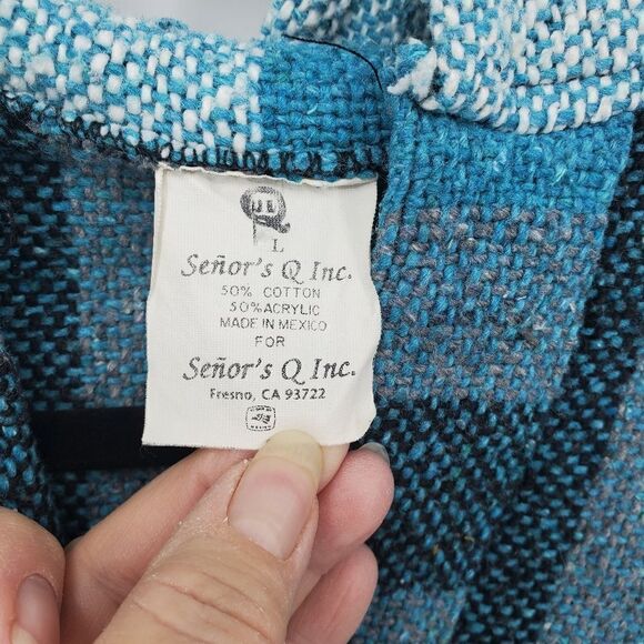 Senors Q Inc. Original Baja Mexican Pullover Hoodie In Aqua Blues - Picture 2 of 6